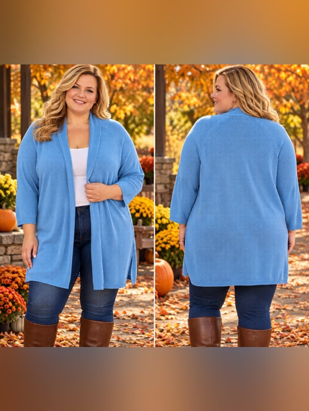 talbots 3x blue open front shawl collar knit cardigan plus size fall sweater